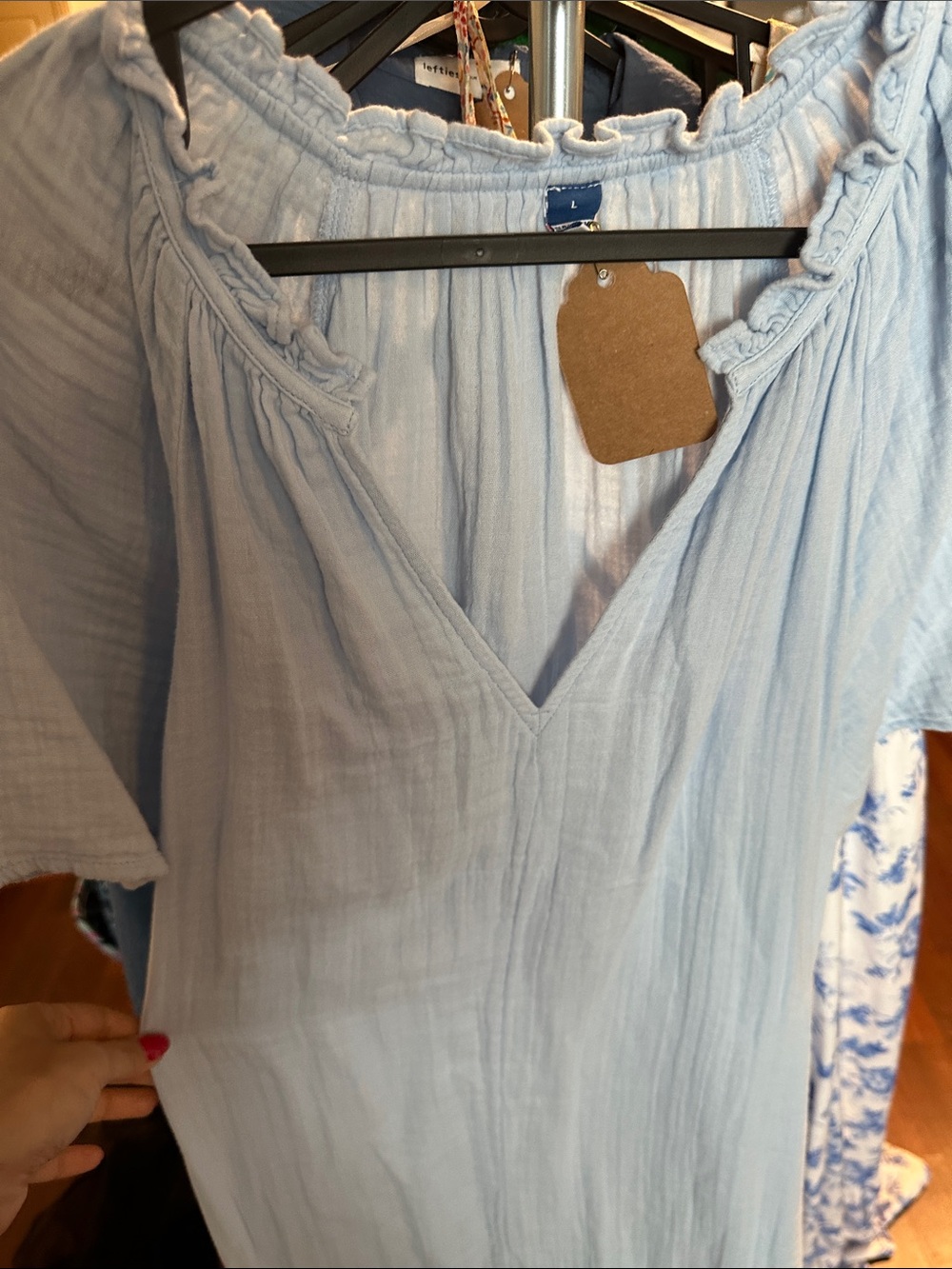 Old Navy Light Blue V-Neck Tunic Dress - Picture 5 of 7